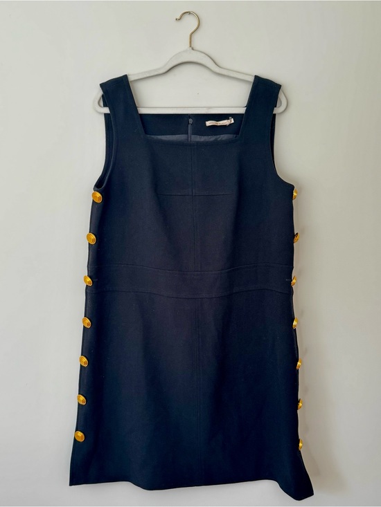 Tory Burch Dresses & Skirts - Tory Burch Millie Sleeveless Mini Shift Dress w/ Gold Buttons, Black – Size 14